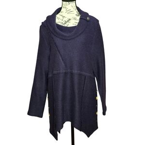 Soft Surroundings Asymmetrical Cotton Boho Purple Cowl-Neck Sweater Tunic PXL